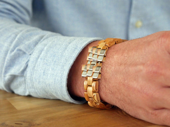 Wooden olive / butterfly bracelet